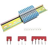 Reihenklemmen Hutschiene, CTRICALVER klemmleiste Kit, 10 pcs Blau Reihenklemme, 1 pcs Markierungsstreifen, 2 pcs Verbindungsleisten (2P,3P,5P)