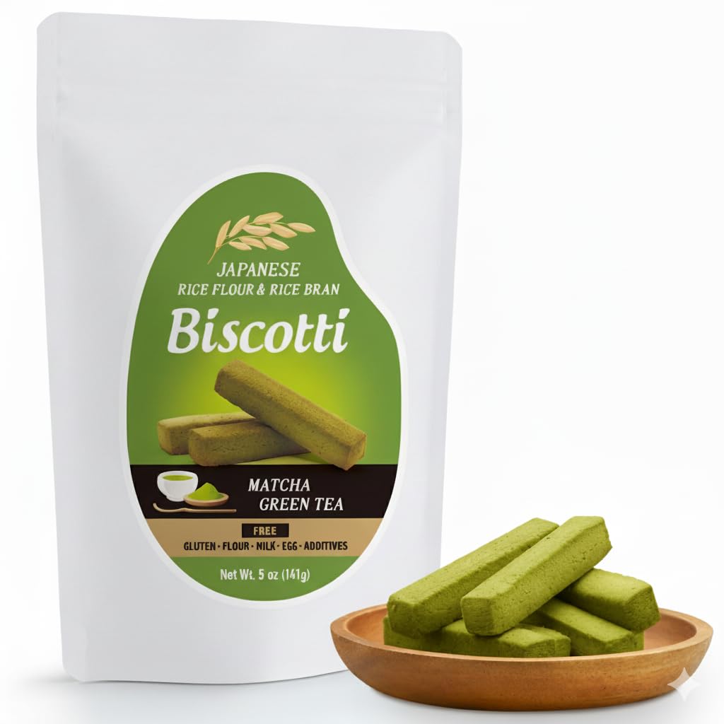 Galletas Biscotti Veganas Sin Gluten Sabor Matcha y Almendra 5 oz