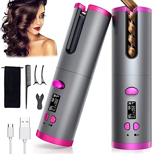 Unbound Cordless Automatic Hair Curler, Anti-Tangle Wireless Auto Curling Iron Wand, Portable USB Rechargeable Spin Curler Ceramic Barrel Rotating for Short Hair&Long Hair,Heats Up Quick