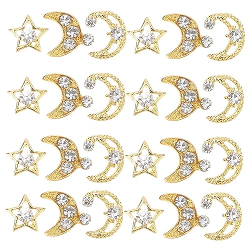 BESTYASH 30Pcs Nail Decorations Moon and Star Charms for Nail Art Decorative Nail Accessories for Creating Unique Nail Designs and Styles