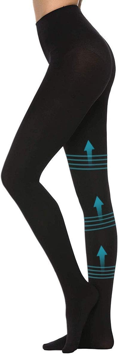Sockspark Compression Pantyhose 20-30 mmHg Compression Tights Women (Black, Medium)