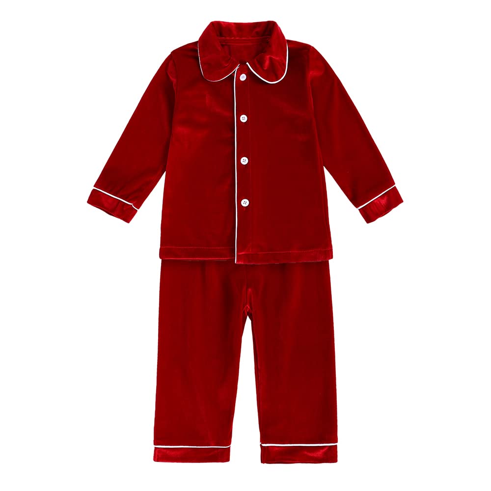 ZFTTZYMX Baby Boys Girls Velvet Clothes Set Christmas 2PCS Long Sleeve Button Down Shirts Tops + Long Pants Xmas Outfits