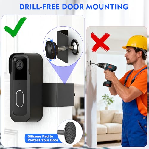 Image of Anti-Theft Doorbell Mount for Blink Video Doorbell Camera(1st & 2nd Gen), No Drill Doorbell Camera Mount No Block Sensor & Night Vision, Renter Friendly Door Mount with Rain Cover for Home Apartment