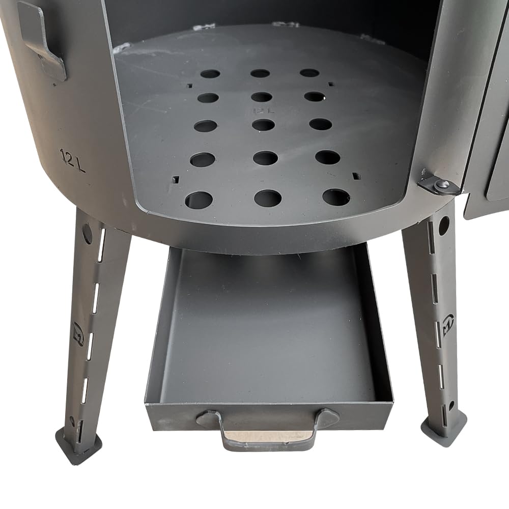 Utschak - Hornillo de hierro fundido con base redonda con tapa (12 L, diámetro de 40 cm, para exteriores, brasero, camping, kazán, cañón de goulash, horno holandés (set 3-12)