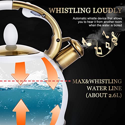 image for SUSTEAS Stove Top Whistling Tea Kettle - Food Grade Stainless Steel Te