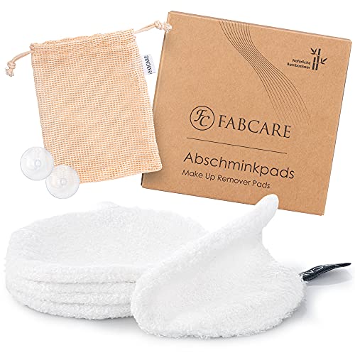 Discos desmaquillantes lavables de FABCARE - DERMATEST: MUY BUENO - Zero waste & Sostenible - Almohadillas cosméticas redondas de 12 x 12 cm [4 piezas]