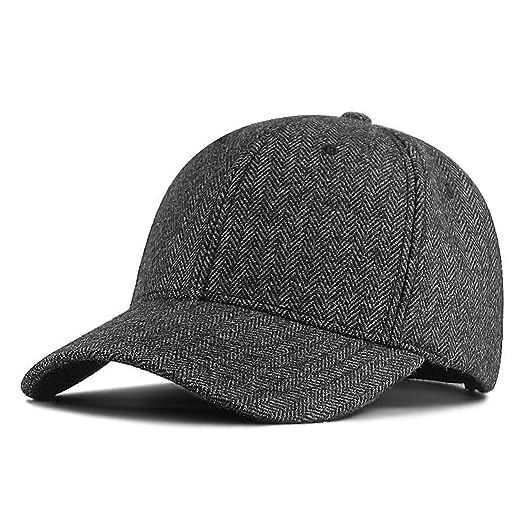 Oversize XXL Baseball Caps for Men Winter Wool Big Head Hats Large Head Hat Plus Size Cap Adjustable 22.5"-25.5" Grey