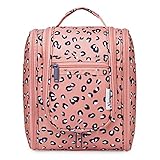 Narwey Cheetah Small Hanging Toiletry Bag Women Travel Makeup Bag Organizer Toiletries Bag for Travel Size Essentials Accessories Cosmetics (Medium, Orange Leopard)