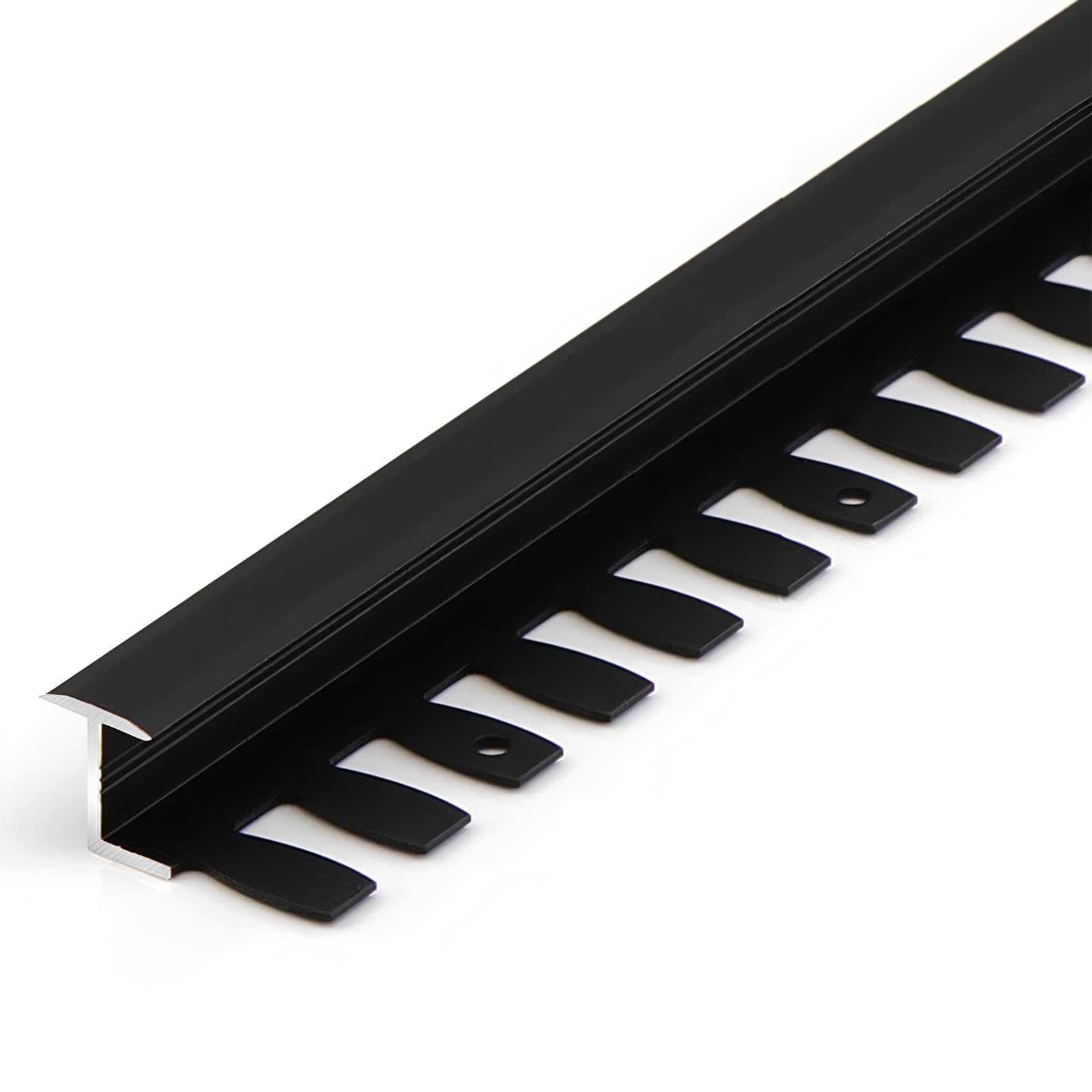 Profilo Coprifuga Pavimento In Alluminio, Striscia Di Soglia Piatta Parquet | Profilo di Transizione Porta e Riempimento Fessure Parquet e Piastrelle(Black,13-15mmx110cm)