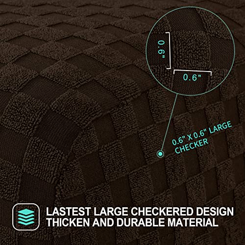 Image of YEMYHOM 4 Pieces Oversized Stretch Recliner Slipcover Jacquard Large Recliner Chair Cover with Side Pocket Anti-Slip Fitted Furniture Protector with Elastic Bottom (X-Large Recliner, Dark Coffee)
