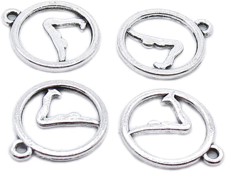 620 Pieces Antique Silver Tone Jewelry Charms Suppliers Arts Crafts Making Beading Findings Crafting WU5J2L Yoga Tag Sign