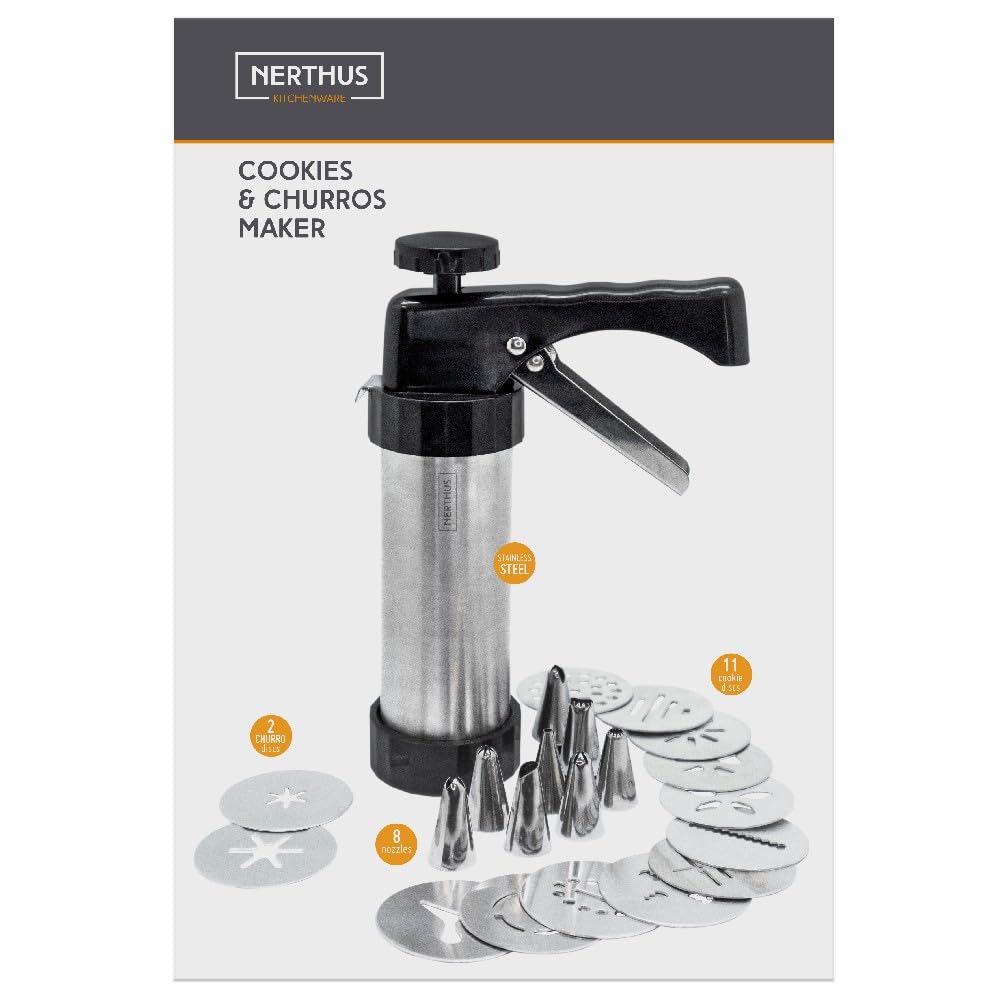 Nerthus FIH 1370 szpryca do churros typu pistolet z końcówkami do domowych churros
