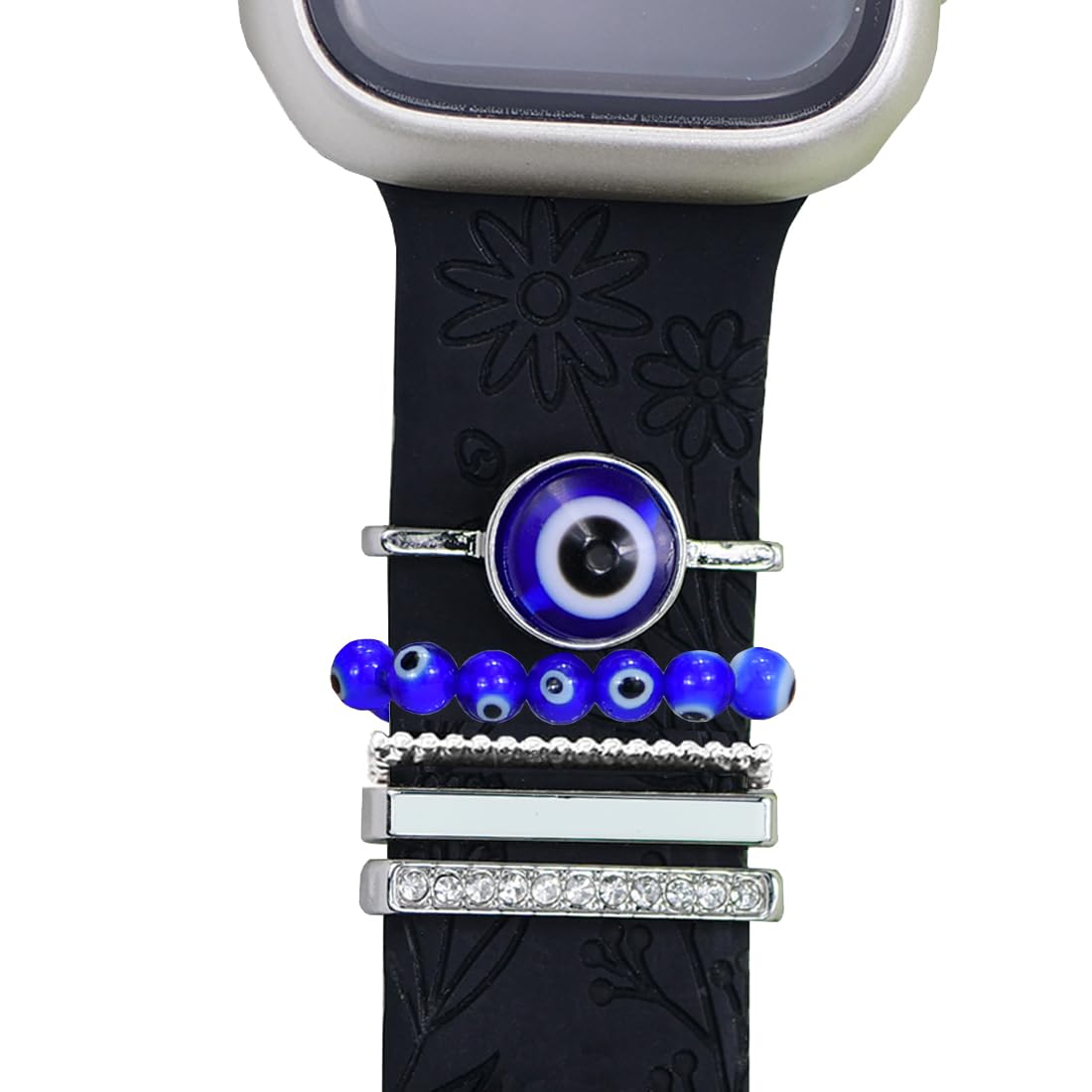 SUNOREEK Watch Band Charms for Women , Decorative Rings Loops Charms for Apple Silicone Watch Bands 49mm 45mm 44mm 42mm 41mm 40mm 38mm , Metal Jewelry Watch Band Accessories Charms for iwatch band