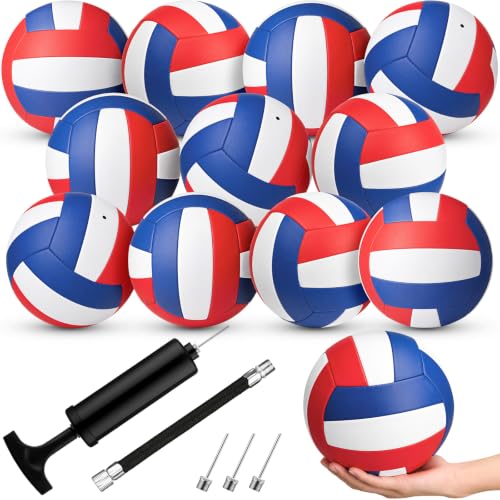 Image of Vinsot 12Pcs Size 5 Recreational Volleyballs with Air Pump Regulation Soft Volleyball Ball for Outdoor Indoor Play Waterproof Volleyball Bulk for Beginner Gym Training Beach Swimming Pool
