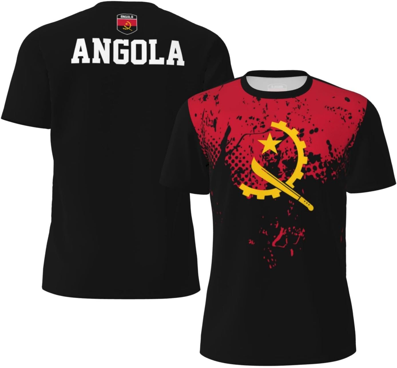 Angola Flag Grain Sports Jersey T-Shirt 3D Print for Running Cycling Soccer Tennis Fitness Fans Mesh Shirts