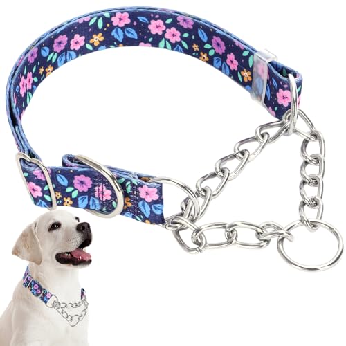 Collier martingale acier inoxydable pour chien motif floral violet protecteur XL - 2