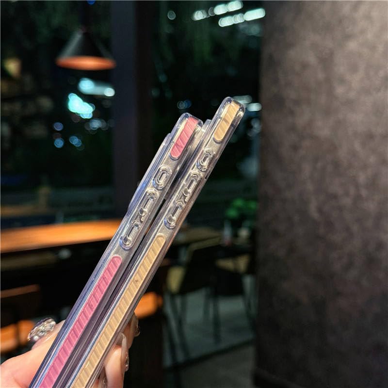 Image of VONZEE Compatible for iPhone 16 6.1'' Back Case Glitter Ring Cute Shiny Colorful Bling Case (Compatible with Magsafe) Transparent PC+TPU Glossy Shiny Cover for Girls Women,Pink