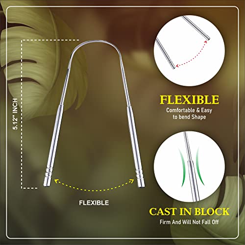 Image of oral care steel Tongue cleaner long handle 13 x 5 x 1 cm for Adults and Kids Pack of 3