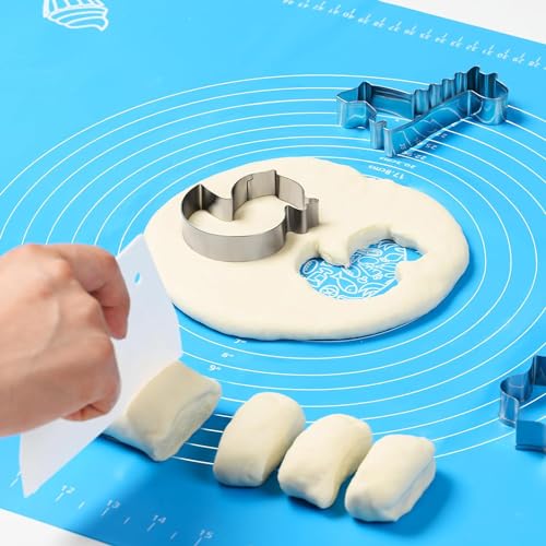 Non-Stick and No-Slip Silicone Baking Pastry Mat, Non Stick Pastry Rolling Mat with Measurement 40×50cm, Non-Slip Silicon Dough kneading Mat (Blue)