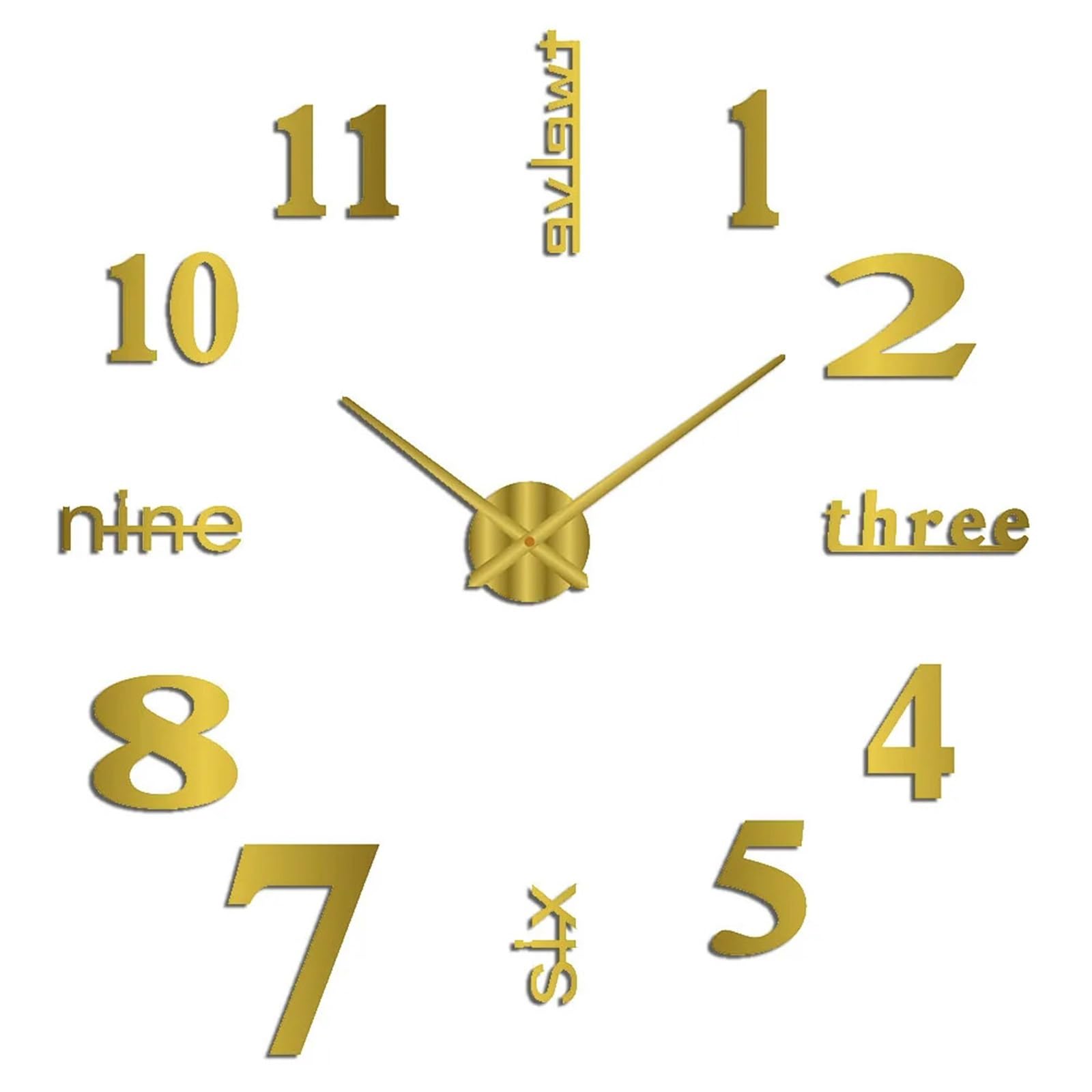 JBJYGSG 3D DIY Wall Clock Modern Decorative Frameless Decoration For Living Room Bedroom For Living Room Bedroom(Gold)