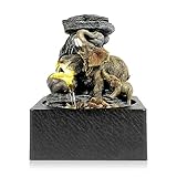 BEAMNOVA Tabletop Fountain,3 Tiered Elephant & Baby Elephant Indoor Fountains,with LED Light Water Feature for Home Office Decor