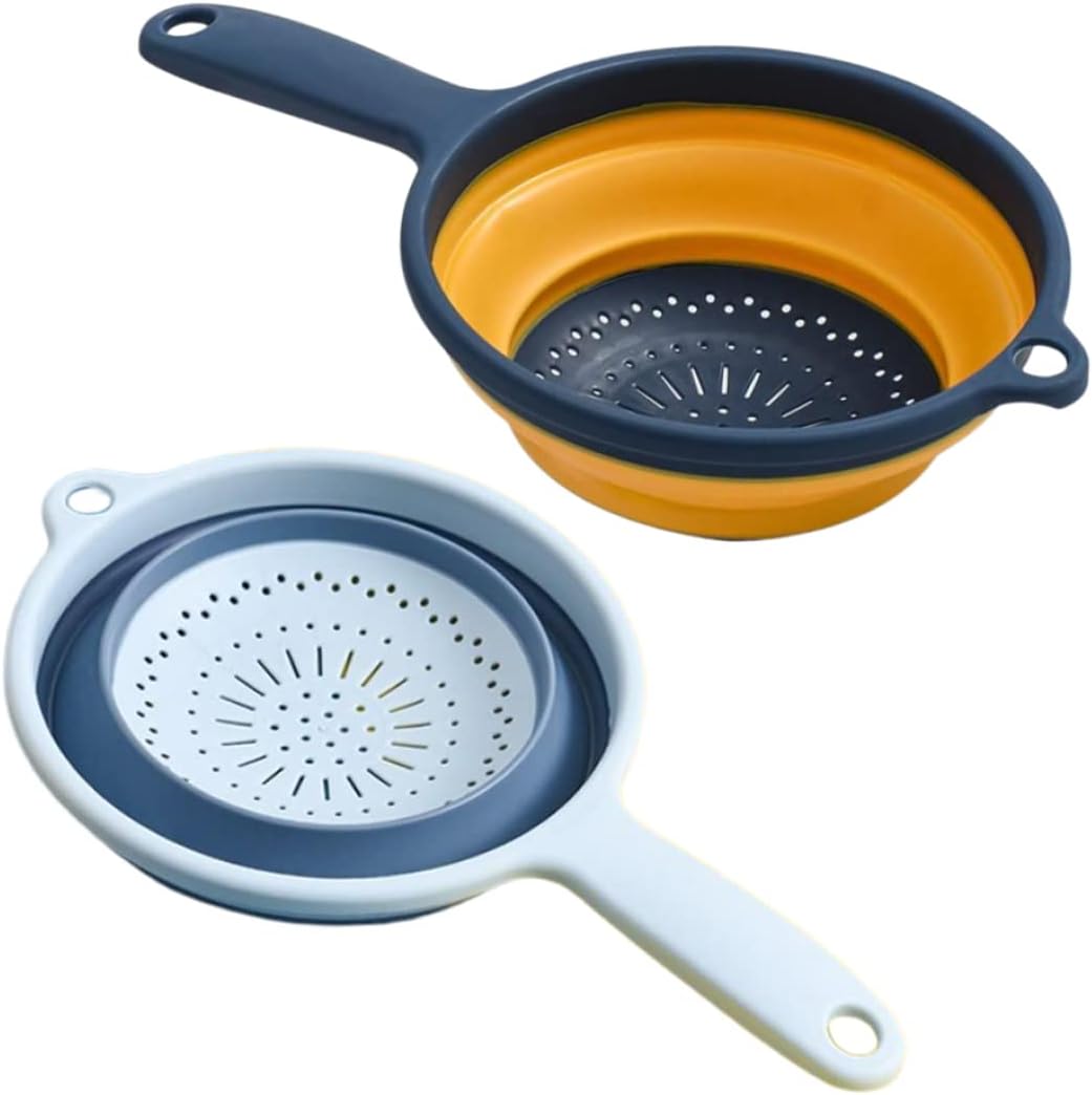 Collapsible Colander Foldable Fruit Vegetable Strainer with Handle Drainer for Kitchen 2PCS, Colanders Food Strainers Collapsible Colander Foldable Fruit Vegetable Strainer with Handle Drainer for Kitchen 2PCS, Colanders Food Strainers