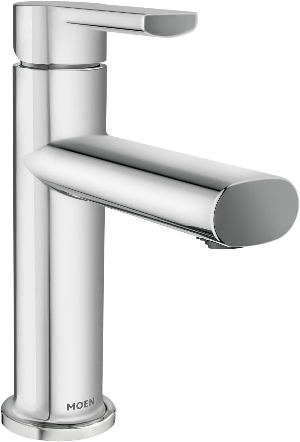 Moen Meena Chrome One-Handle Single Hole Modern Bathroom Sink Faucet with Optional Deckplate and Drain Assembly, 84794