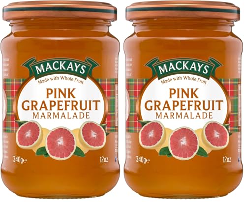 Image of Mackays Pink Grapefruit Marmalade Jam 340gm | Imported from Scotland | Made with Whole Fruits | Vegan | Gluten-Free | No Artificial Colors or Preservatives (Pack of 2)