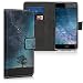 Produktbild kwmobile Hülle kompatibel mit Huawei Y6 (2017) - Kunstleder Wallet Case mit Kartenfächern Stand Galaxie Baum Wiese Blau Grau Schwarz