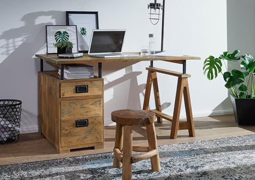 MASSIVMOEBEL24.DE Schreibtisch Mango 140x78x80 Natur lackiert Railway #129