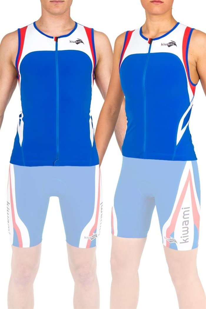 Kiwami Rio Men's Tri Top - Tri Top - Triathlon Men's Top (Royal/Red, Large)