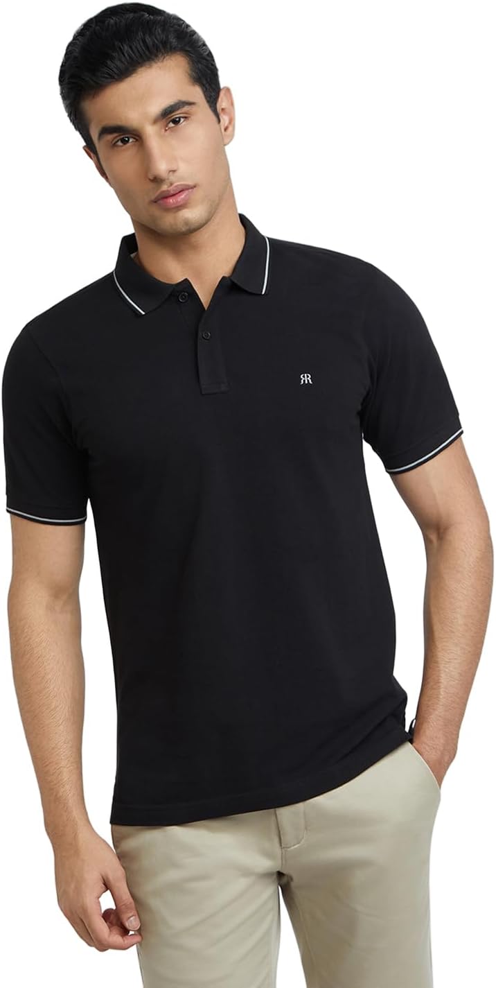 Men's Modern Fit Solid Pattern Pure Cotton Polo Neck Half Sleeve Casual T-Shirt