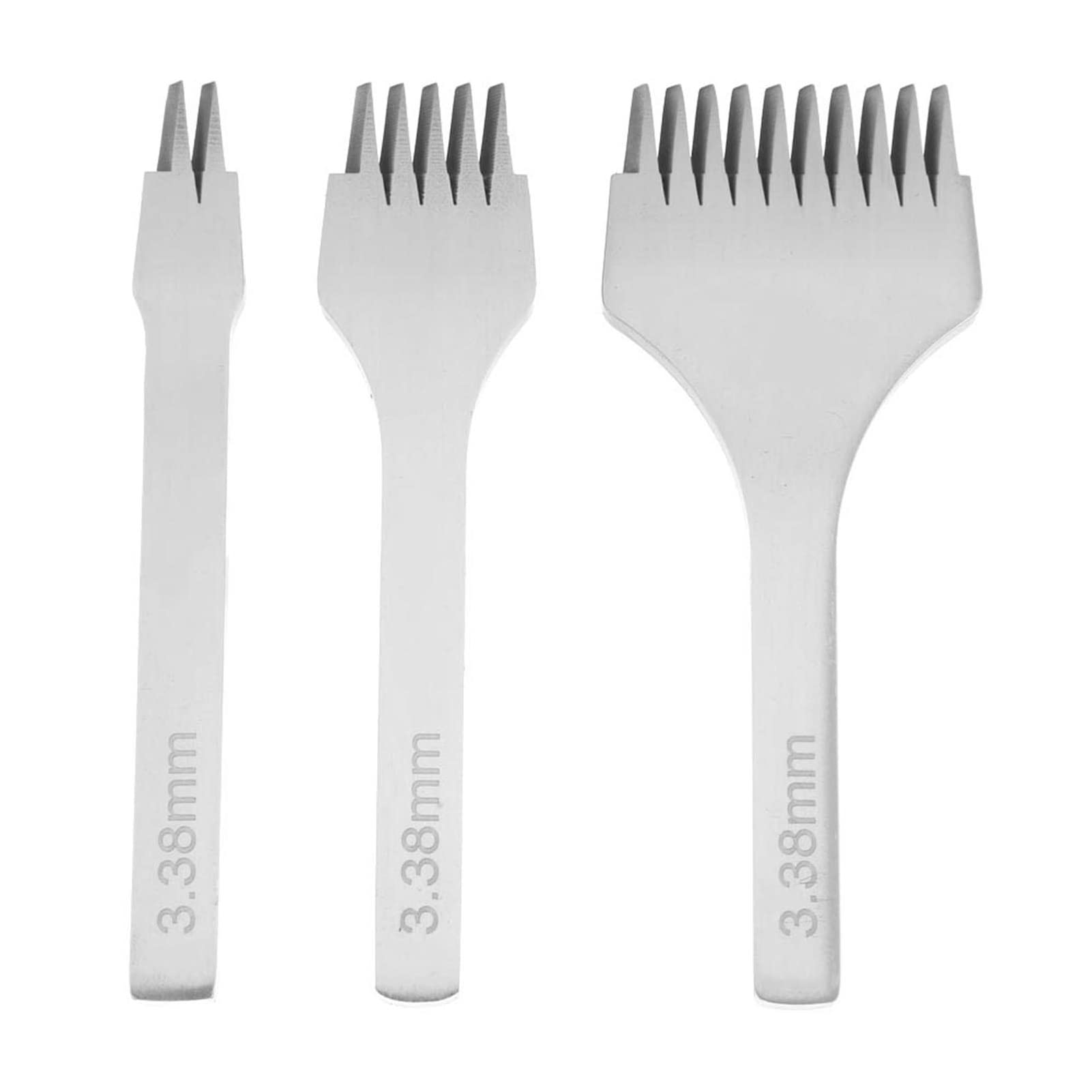 White Steel 2/5/10 Punch Prong Tool Set Lacing Sti Ts, Hole Pricking Iron Kit White Steel Lacing Stitching Chisel (Spacing 3.38mm)