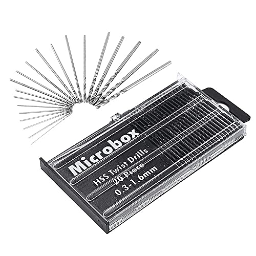 Image of SWISSO 0.3-1.6mm Shank Twist Drill Bit Set - Precision HSS 20PC Micro Bits DIY Kit for Rotary Hand Tools