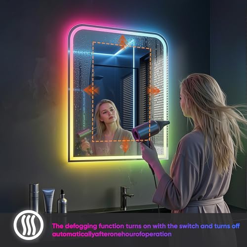 Miroir de salle de bain LED 11 couleurs avec intensité variable Antok - 4