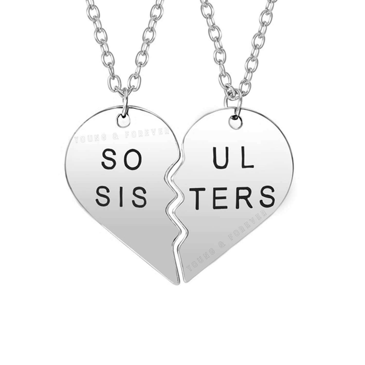 Young & ForeverGift Interlocking Love Necklaces for Couples Heart Pendant Best Friend Necklace for Women Jewelry Gift for Him and Her BFF Gifts Combo Friendship Necklace