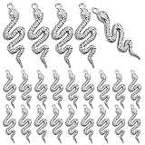 Hmjpng 32 Pieces Antique Silver Snake Dangle Charms Vintage Alloy Animal Snake Shape Pendant Craft Supplies for DIY Necklace Bracelet Keychains Jewelry Making Decor