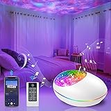 iAVO Bluetooth Ocean Wave Projector Lamp with 7 Color Mode, 8 Built-in Music and Timer, Remote Control LED Projector Night Lights for Baby, Kids and Children