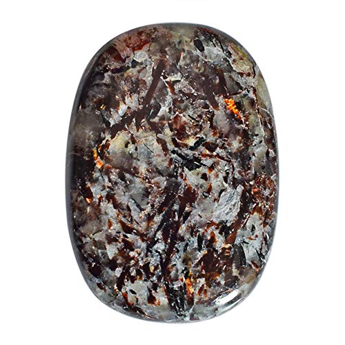 Pendentif astrophyllite feu doré cabochon haut de gamme en pierre fine