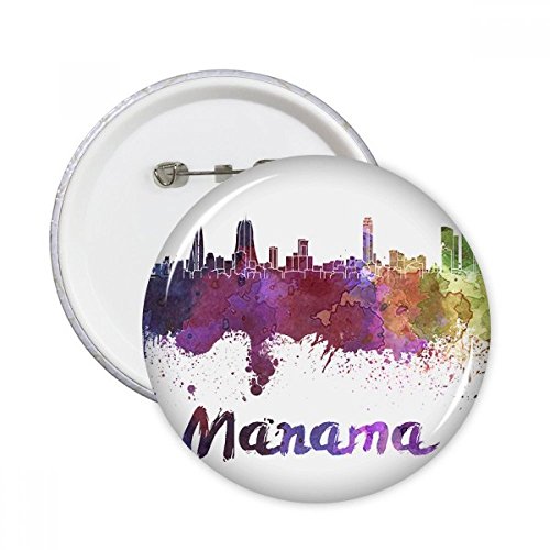 Badge rond Manama Bahreïn illustration ville aquarelle pour vêtement par 5 pièces XL