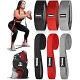 DMoose ファブリックレジスタンスバンド&ヒップサークルバンド ワークアウト用 ロングプルアップバンド 厚手の布 ノンスリップワークアウトバンド (6個パック)