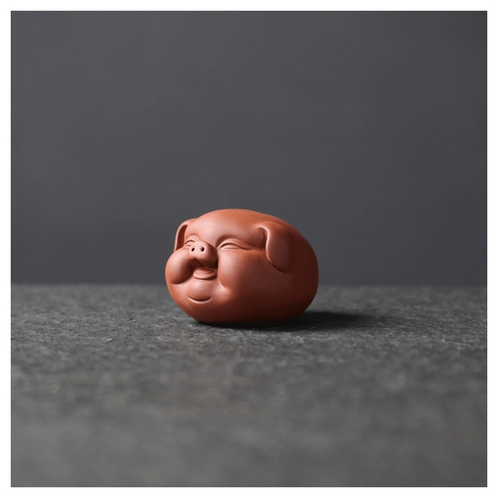 ENGENDER Kung Fu Tea Pet Zisha Tea Pet Mini Piggy Chinese Art Decoration Entrance Table Ornaments(B)