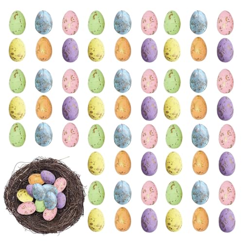 Huevos de Pascua al por mayor | 100 piezas decoraciones realistas surtidas, huevos de Pascua de espuma realistas, para niños trabajos de relleno de jarrones, cestas y cuencos, centro de mesa para