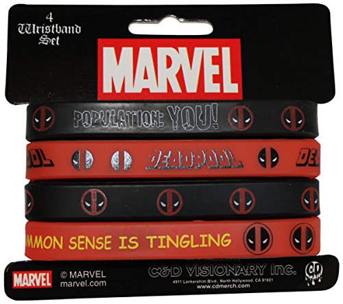 Application Marvel Extreme Deadpool Mini Rubber Wristband (4 Piece)