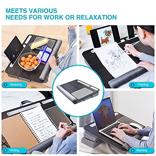 Laptop Lap Desk, Computer Lap Desks With Cushion Fits Up To 17 Inch Laptop, Designed Adjustable Triple Lap Pad, Storage Function & Wrist Rest, Home Office Lap Table For Adult Teen Student #TOP5