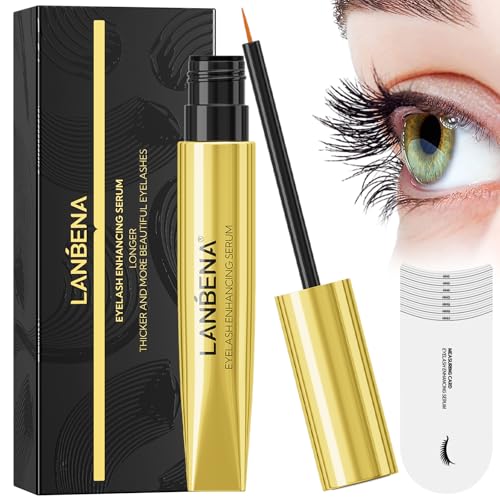 LANBENA Eyelash Growth Serum - Eye Lash Enhancing Serum Natural Nourishment for Fuller, Longer Lashes & Defined Brows | 3mL/0.10 fl oz - Cold-Pressed Formula, Vegan & Cruelty-Free