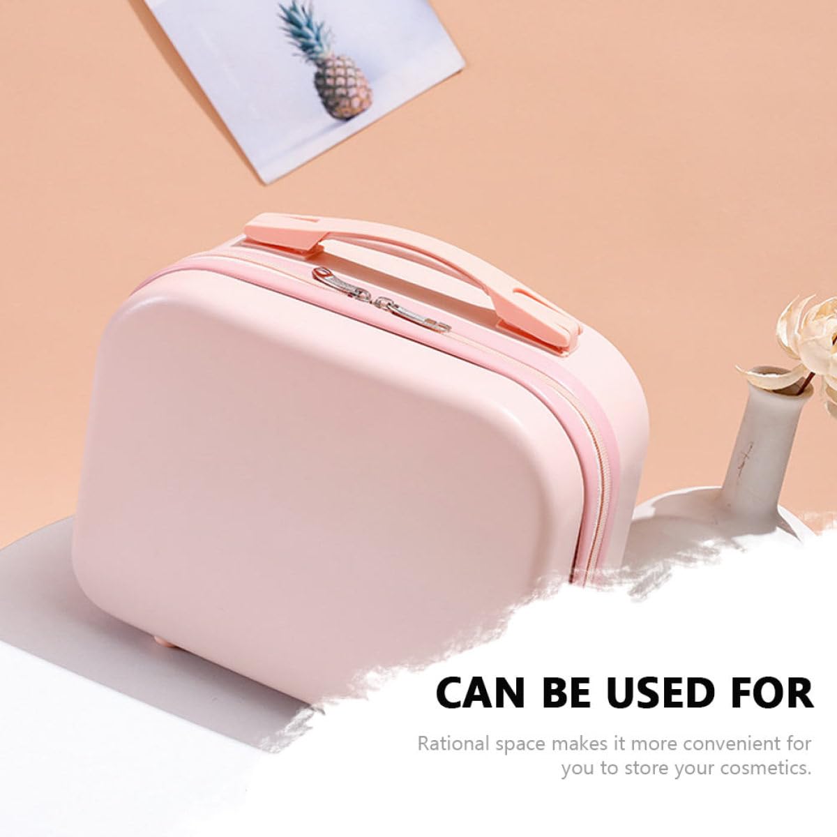 Beavorty Kleiner Make Up Koffer Damen 14 Zoll Kosmetiktasche Reise Kulturbeutel Pink Umweltfreundliches Material Handliches Make Up Etui für Kosmetikaufbewahrung