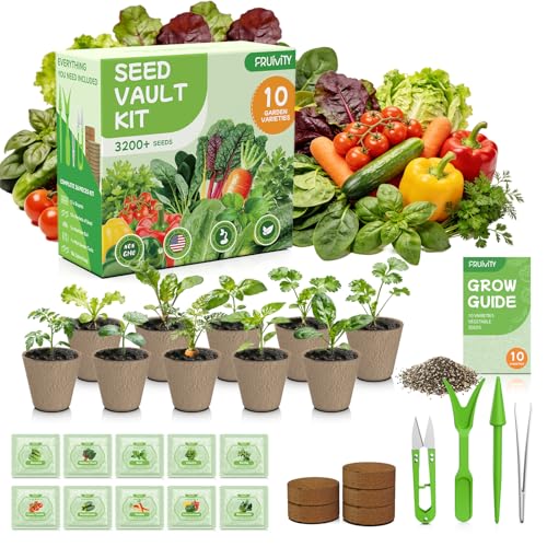 Fruivity 10 Heirloom Seeds Variety Pack - 3200+ Seeds for Planting Vegetables Indoor Outdoor Garden Seed Starter Kit Easter Unique Gift for Mother Women Mom Friend Her
