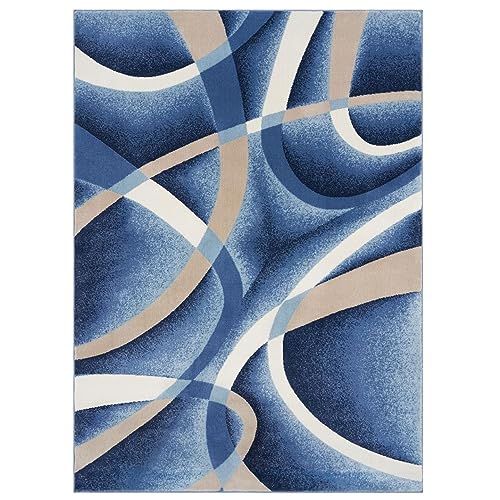 2305 Geometric Abstract Blue 6x9 Area Rugs for Living Room