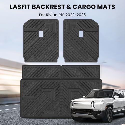 Image of LASFIT Cargo Liner & 3rd-Row Backrest Mats for Rivian R1S 2022-2025 | Rear Cargo Area, 3rd-Row Seatback Protection, Premium TPE Liners, Custom Laser Fit, Easy to Wash